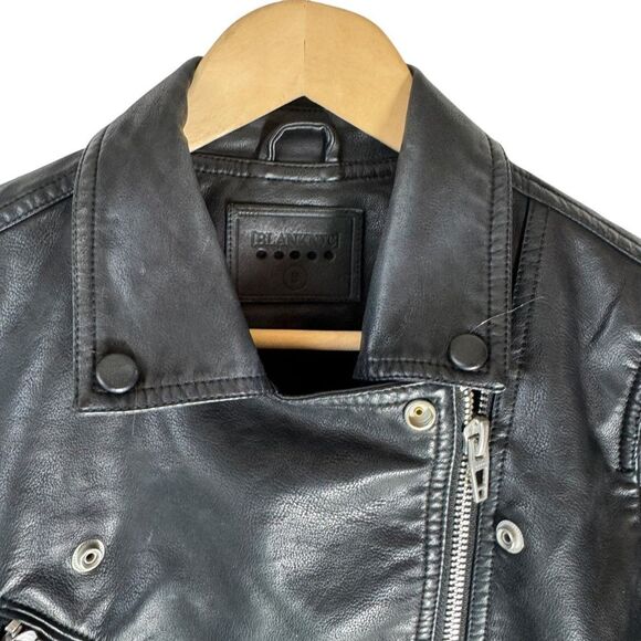 Blank NYC Women's Black Faux Leather Moto Biker Jacket Sz S - Picture 3 of 5